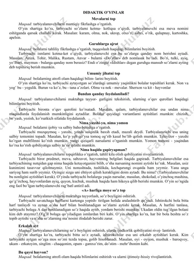 didaktik o'yinlar — DOCX