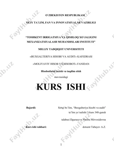 moliyaviy hisobot tuzish va taqdim etish — DOCX