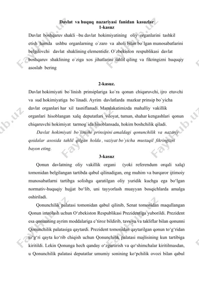 davlat va huquq nazariyasi fanidan kasuzlar — DOCX