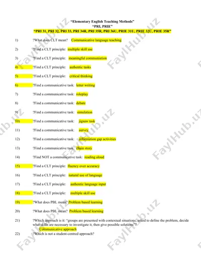 elementary english teaching methods — DOCX
