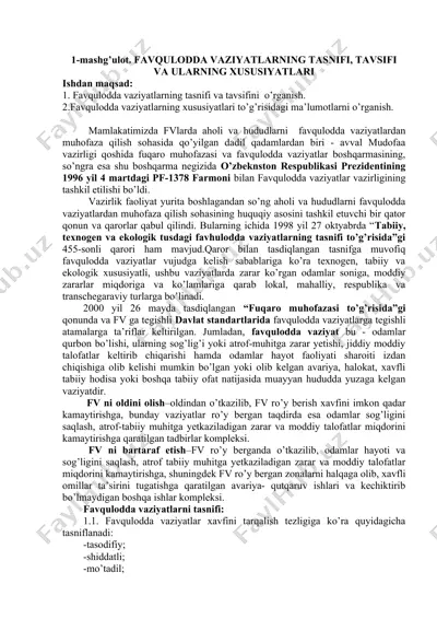 favqulodda vaziyatlar tavsifi — DOCX