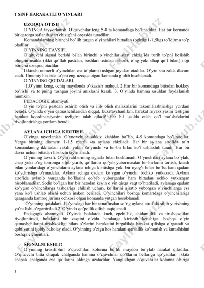 1-sinf harakatli o'yinlari — DOCX