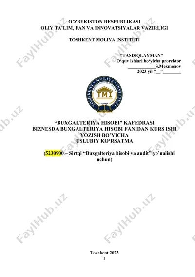 kurs ishi yozish bo’yicha uslubiy koʻrsatma — DOCX