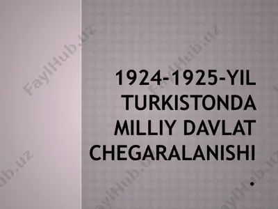 1924-1925-yil turkistonda milliy davlat chegaralanishi — PPTX