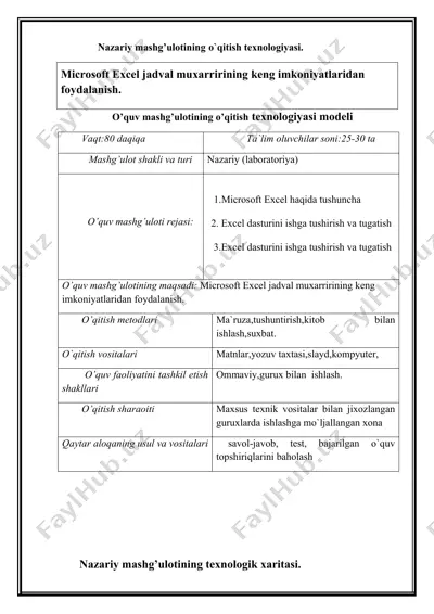 nazariy mashg’ulotining o‘qitish texnologiyasi — DOCX