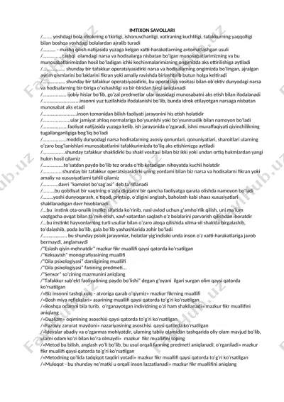 tafakkur operatsiyalari va ularning aks ettirilishi — DOCX