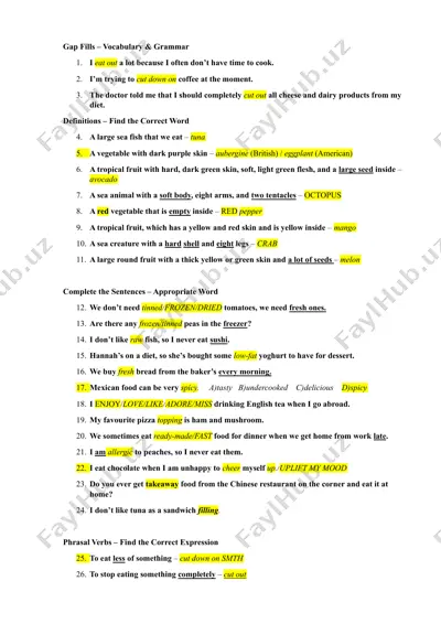 gap fills – vocabulary & grammar — DOCX