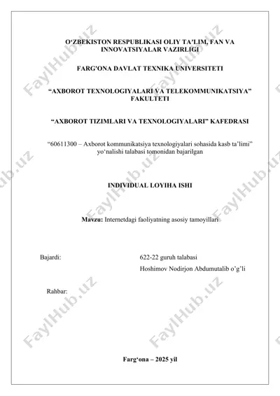 internetdagi faoliyatning asosiy tamoyillari — DOCX