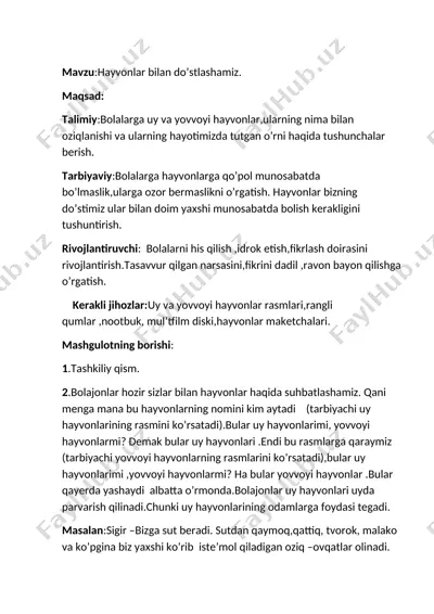 hayvonlar bilan do’stlashish — DOCX