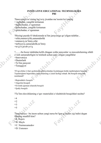 innovatsion ta'lim texnologiyalari — DOCX