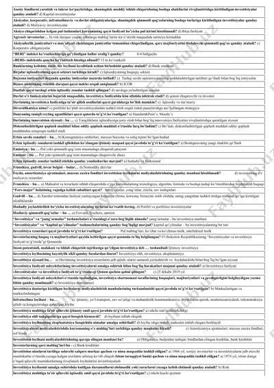 investitsiyalar va ulardan foydalanish — DOCX