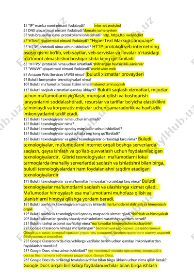 it texnologiyalari haqida ma'lumotlar — DOCX