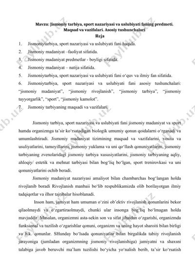jismoniy tarbiya, sport nazariyasi va uslubiyati — DOCX