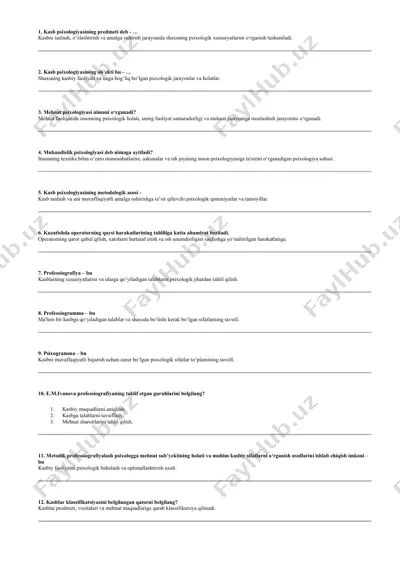 kasb psixologiyasi — DOCX