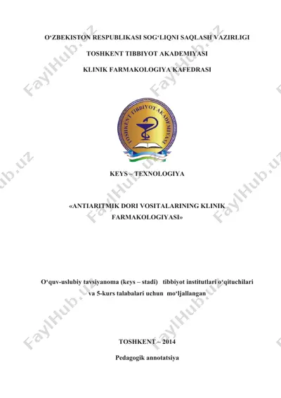 antiaritmik dori vositalarining klinik farmakologiyasi — DOCX