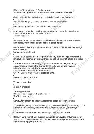 kiberxavfsizlik asoslari 2-oraliq nazorat — DOCX
