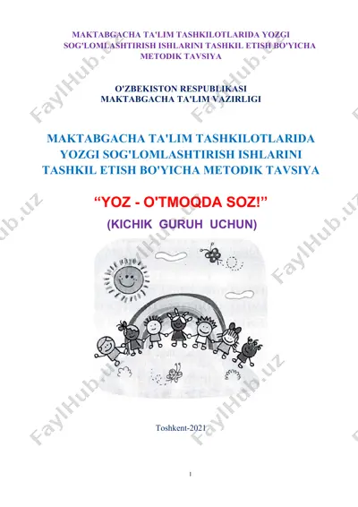 yozgi sog'lomlashtirish ishlarini tashkil etish bo'yicha metodik tavsiya — DOCX