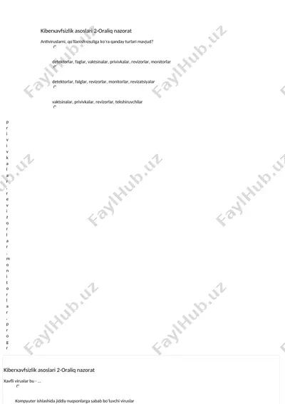 kiberxavfsizlik asoslari 2-oraliq nazorat — DOCX