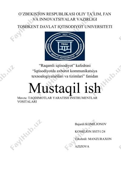 taqdimotlar yaratish instrumentlar vositalari — DOCX
