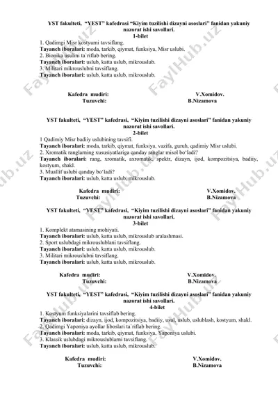 "kiyim tuzilishi dizayni asoslari" — DOCX