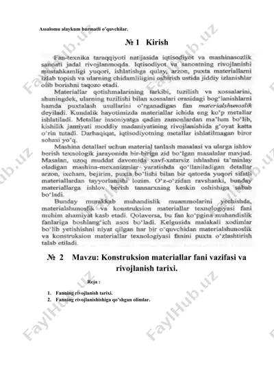 konstruksion materiallar fani — DOCX