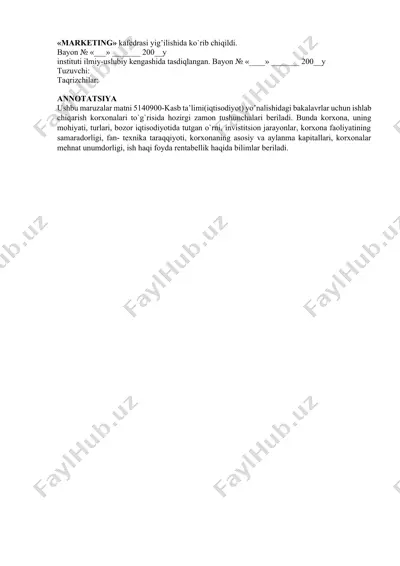 marketing kafedrasi yig'ilish — DOCX