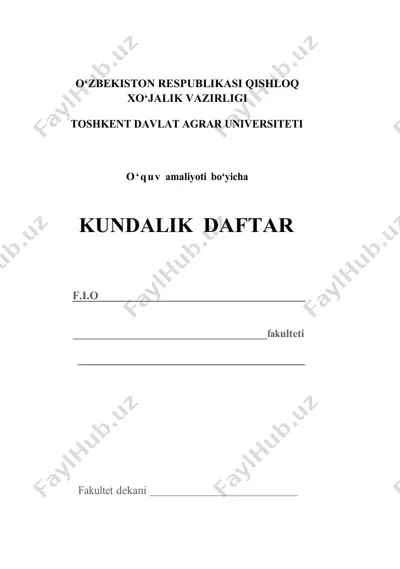 kundalik daftar — DOCX