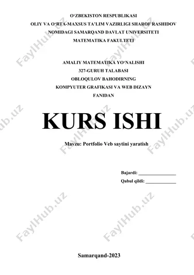 portfolio veb saytini yaratish — DOCX