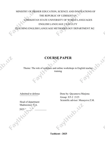 the role of webinars and online workshops in english teacher training — DOCX