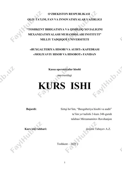 kassa operatsiyalar hisobi — DOCX