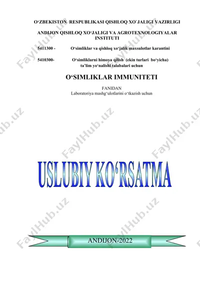 o‘simliklar va qishloq xo‘jalik maxsulotlar karantini — DOCX