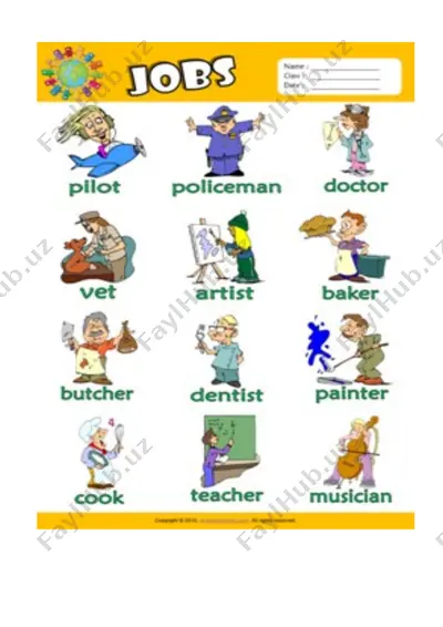 jobs picture dictionary esl vocabulary worksheet — DOCX