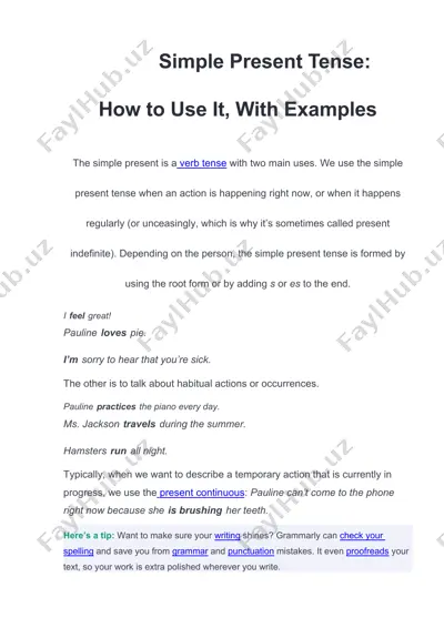 present simple tense | learn english grammar with novakid — DOCX