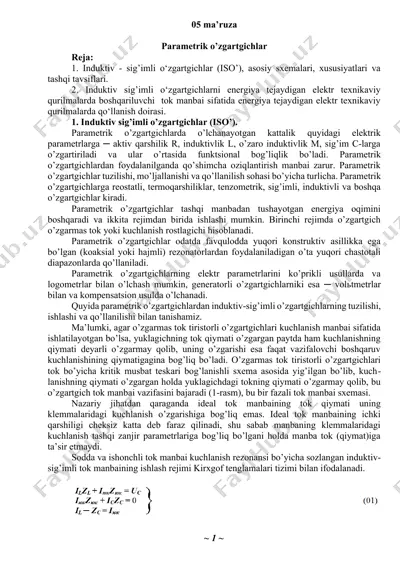 parametrik o’zgartgichlar — DOCX
