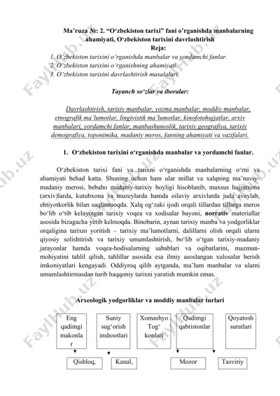 o‘zbekiston tarixi fanini o'rganish — DOCX