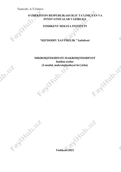 mikroiqtisodiyot.makroiqtisodiyot fanidan testlar (2-modul, makroiqtisodoyot bo‘yicha) — DOCX