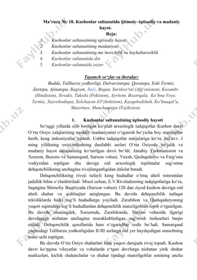 kushonlar saltanatining iqtisodiy hayoti — DOCX