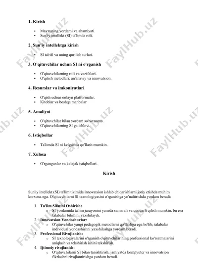 sun'iy intellekt (si) ta'limda roli — DOCX