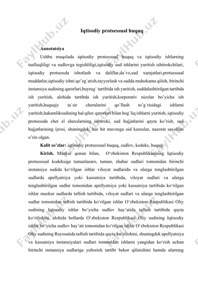iqtisodiy protsessual huquq — DOCX
