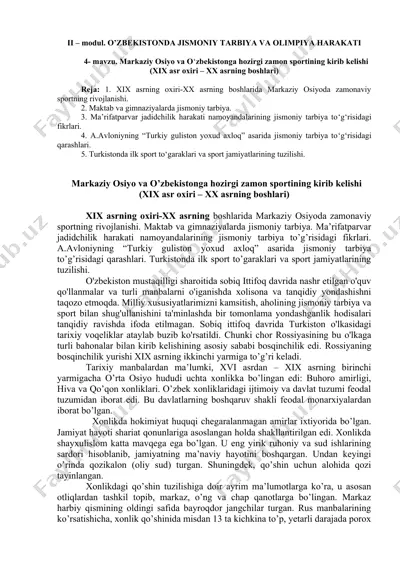 o'zbekistonda jismoniy tarbiya va olimpiya harakati — DOCX