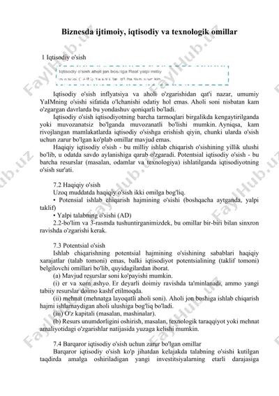 iqtisodiy o'sish — DOCX