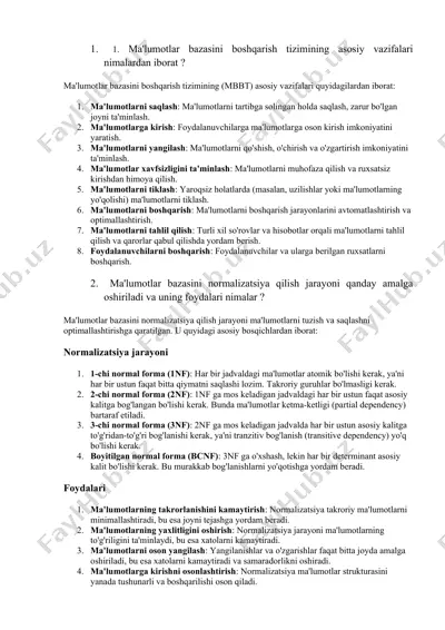 ma'lumotlar bazasini boshqarish tizimlari — DOCX