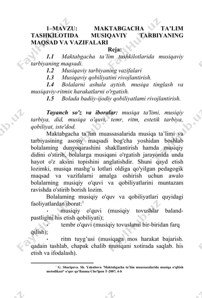 maktabgacha ta’lim tashkilotida musiqaviy tarbiyaning maqsad va vazifalari — DOCX