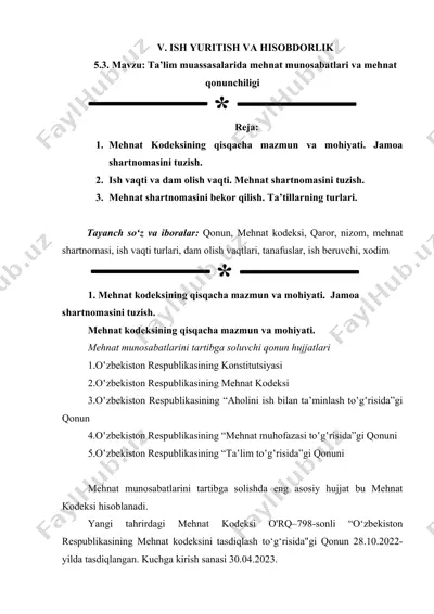 mehnat kodeksi — DOCX