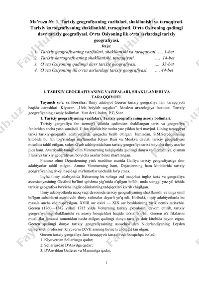 tarixiy geografiyaning vazifalari, shakllanishi va taraqqiyoti — DOCX