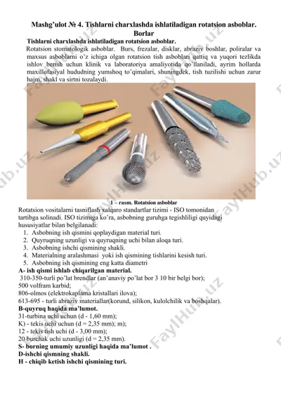 rotatsion stomatologik asboblar — DOCX