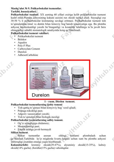polikarboksilat tsement — DOCX