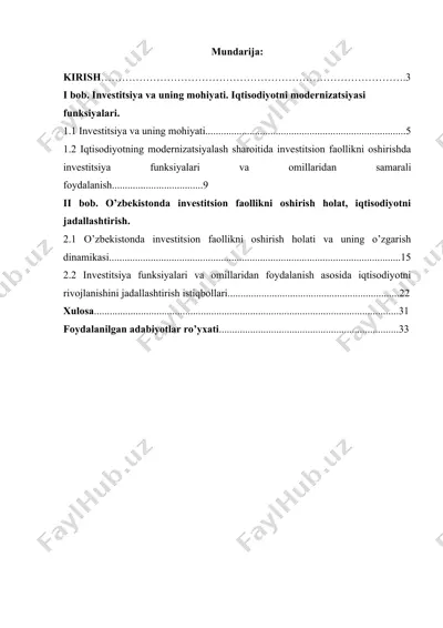 investitsiya va uning mohiyati — DOCX