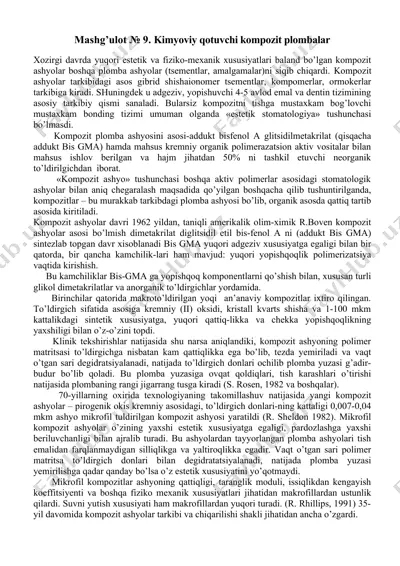 kimyoviy qotuvchi kompozit plombalar — DOCX