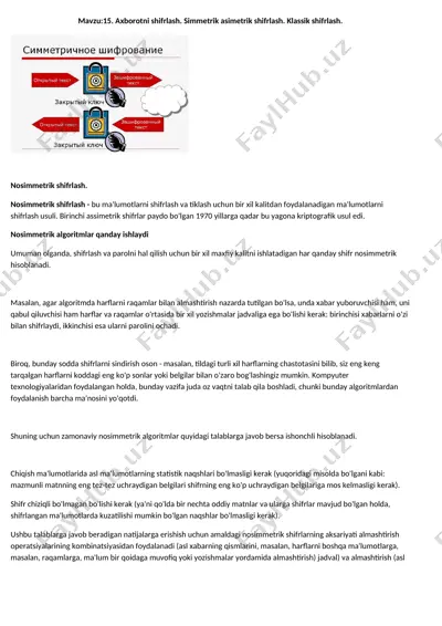 nosimmetrik shifrlash — DOCX